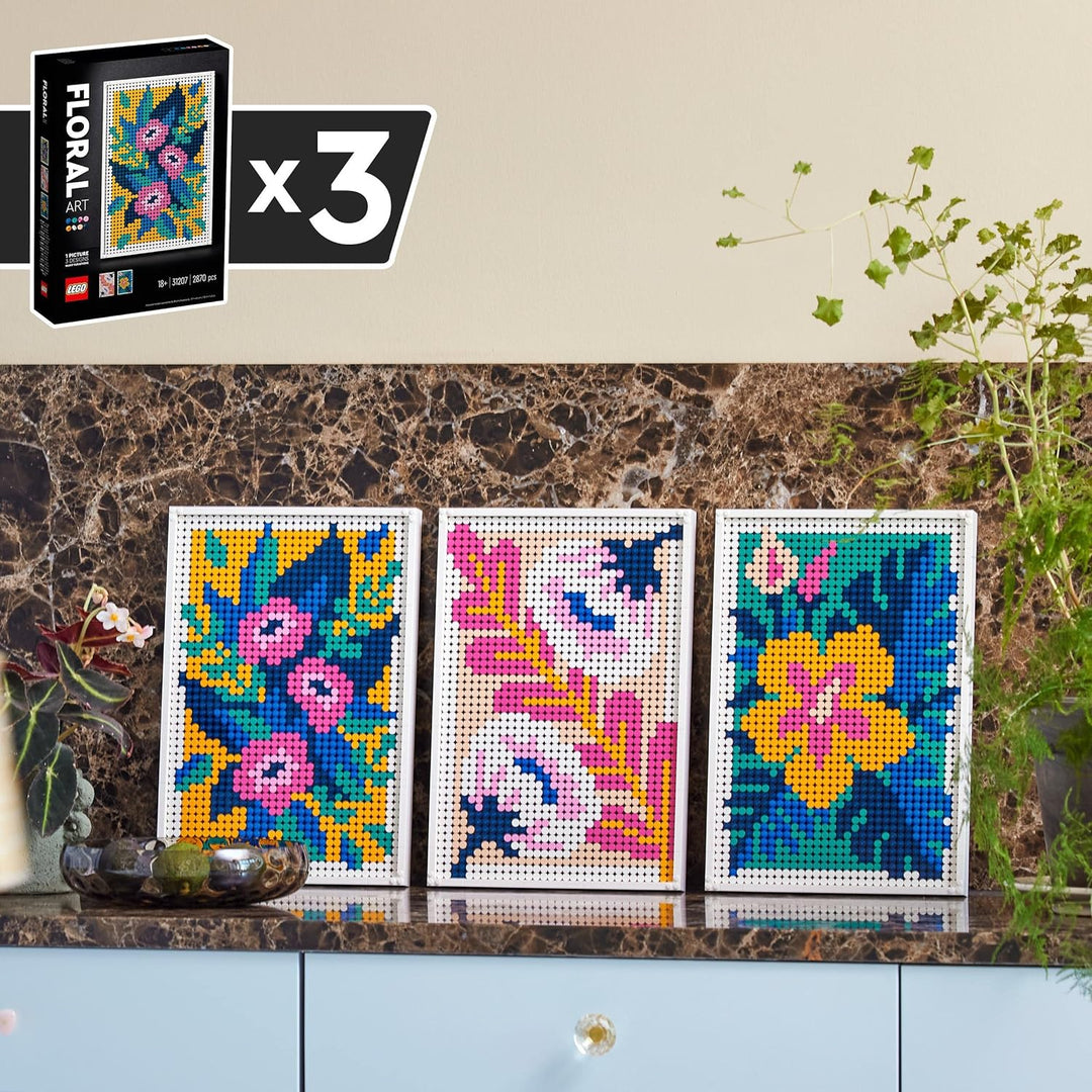 LEGO 31207 Art Blumenkunst, 3-in-1 Blumen Dekorationsset, Bastel Set, Wandschmuck, DYI botanische De
