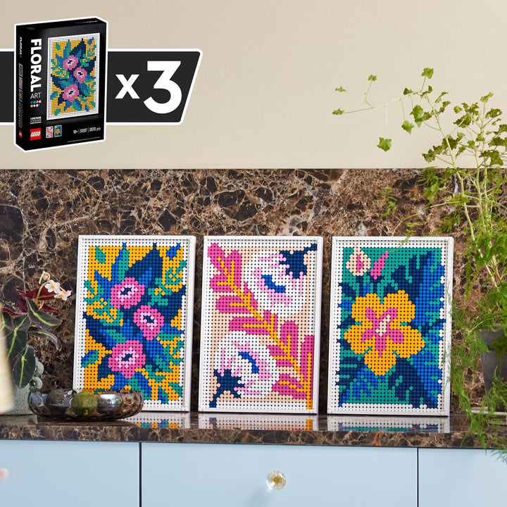 LEGO 31207 Art Blumenkunst, 3-in-1 Blumen Dekorationsset, Bastel Set, Wandschmuck, DYI botanische De