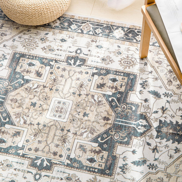 Carvapet Läufer Teppich 90x150cm rutschfest Lang Küchenteppich Waschbar Dünner Teppiche Gegend Vinta