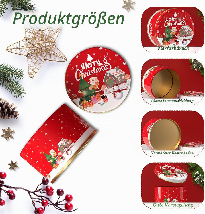 8Pcs Weihnachten Blechdose mit Deckel, Mini Weihnachtskeksdosen, Weihnachten Mini Aufbewahrungsdosen