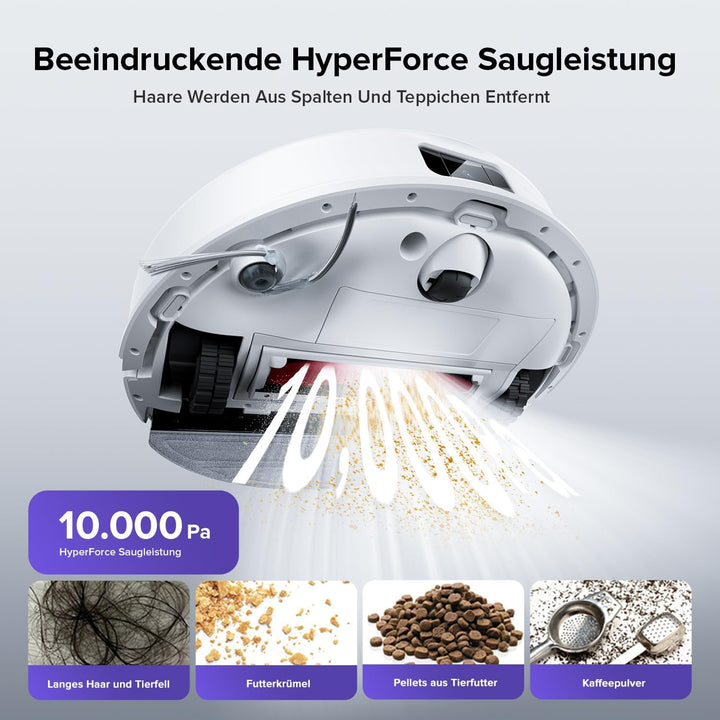 roborock Q10 S5 Saugroboter mit Wischfunktion, 10.000 Pa HyperForce Saugkraft, Dual Anti-Tangle Syst