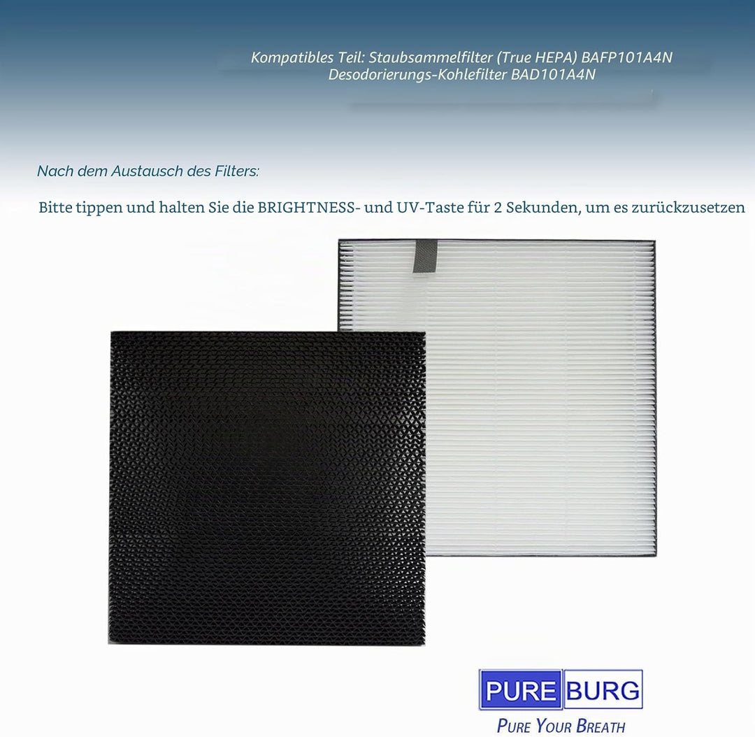 PUREBURG Ersatzfilter-Set, kompatibel mit Daikin MCB50YSAU MC55W Luftreiniger, H13 True HEPA Deodori