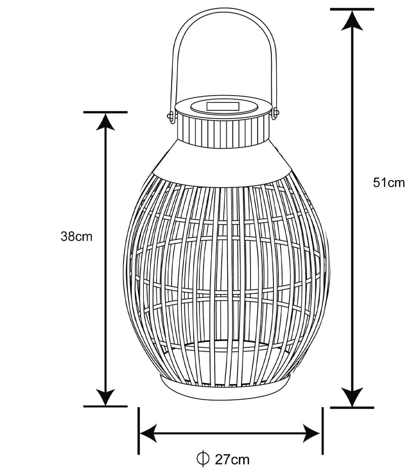 Solarlampe für Aussen Garten Laterne Bambus - Solarleuchte Balkon Gartenlaterne - Gartenlampe Höhe 3