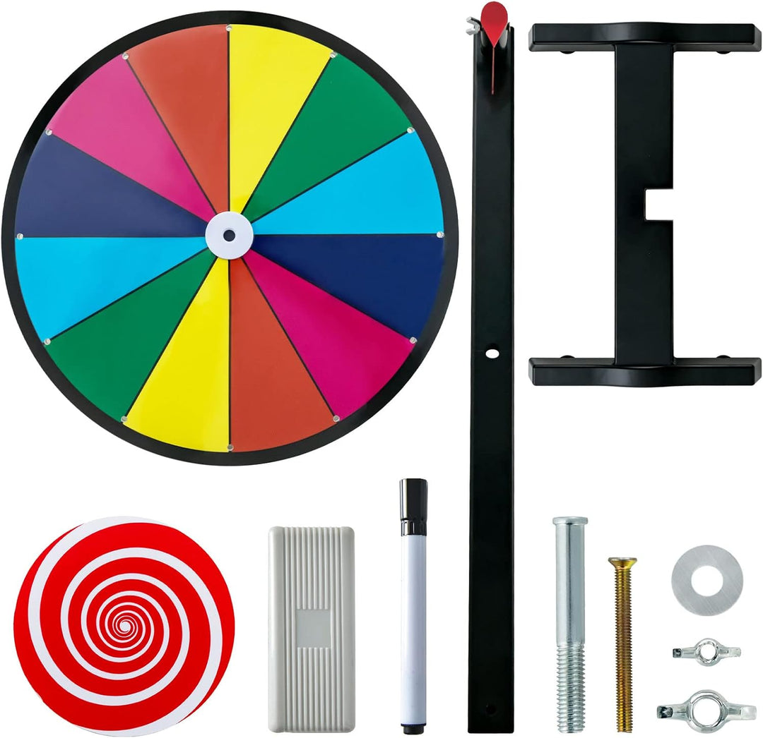 COSTWAY 15" Glücksrad zum Drehen, inkl. Radiergummi und Markierstift, Drehrad Preisrad Lucky Wheel f