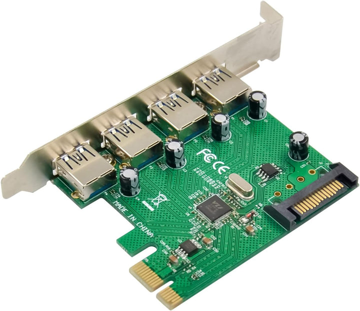 Inline PCIe USB Karte mit 4 Ports, USB-A 3.2 Gen. 1, SATA Power, Hot-Plug, schnelle Datenübertragung