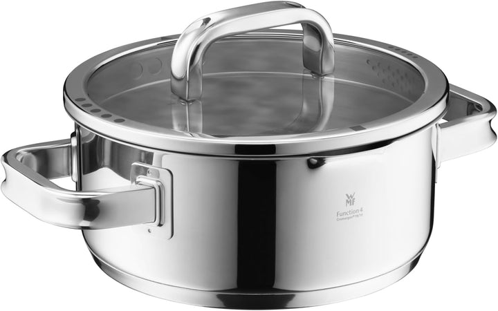 WMF Function 4 Advanced Topfset Induktion 5-teilig, Glasdeckel mit 4 Abgiessfunktionen, Cromargan Ed
