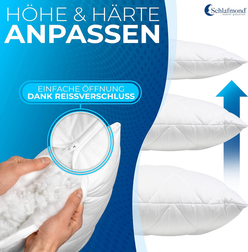 Schlafmond Medicus Clean Allergiker Kopfkissen 40 x 80 cm - Max. Schlafkomfort, Anpassbare Kissenfül