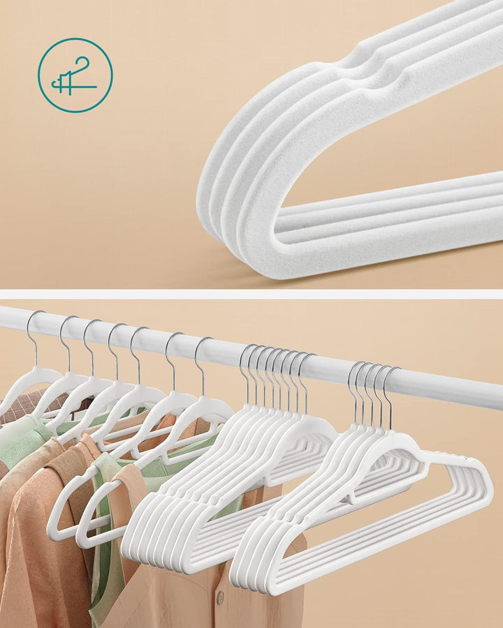 SONGMICS Kleiderbügel Samt, 20er Set, Bügel, rutschfest, kleine Stange für Krawatten, 360° drehbarer
