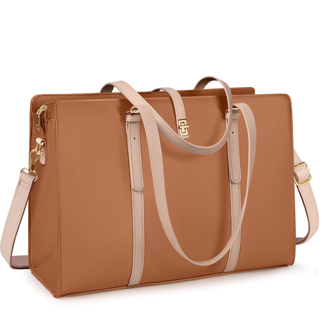 IGOLUMON Handtasche Damen Shopper Damen Gross Wasserdicht Laptop Tasche Damen 15.6 Zoll PU Leder Arb