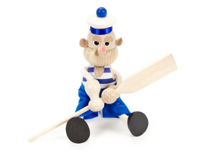 Schwingfigur Matrose aus Holz – Handbemalt &amp; Handgefertigt – Mobile Dekofigur mit Feder zum Aufhänge