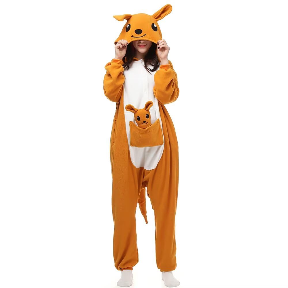 Tier Onesie Karneval Halloween Kostüm Cosplay Schlafanzüge Erwachsene S Känguru, S Känguru