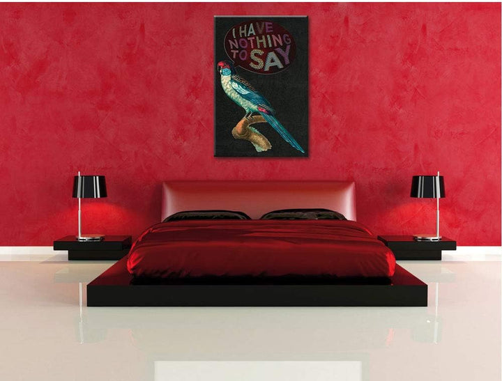 Dark Nothing to say black Leinwandbild Bild auf Leinwand, XXL riesige Bilder fertig gerahmt mit Keil