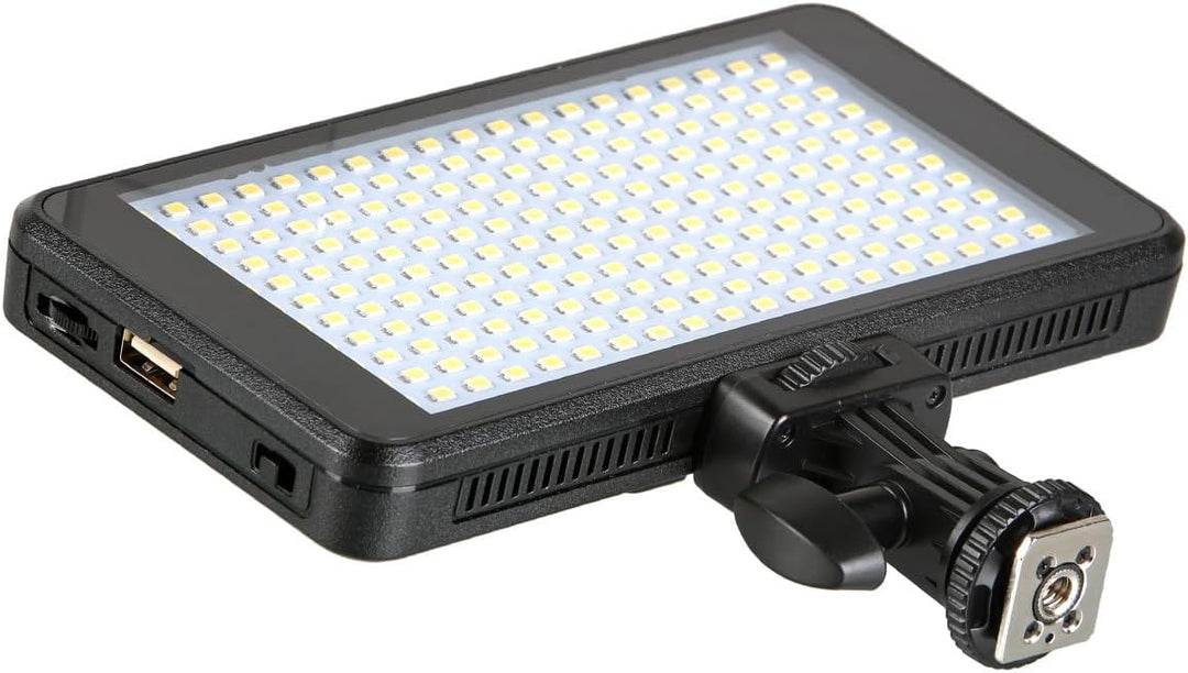 ayex Extraflache dimmbare Videoleuchte mit 228 LEDs und Power Bank Funktion mit Diffusoren und Neige