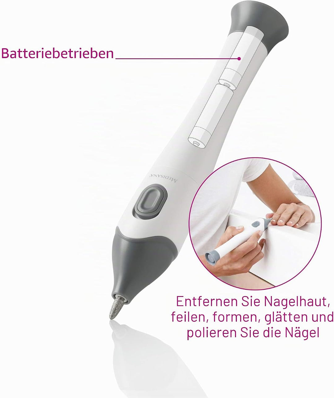 medisana MP 810 elektrisches Maniküre &amp; Pediküre-Set mit 5 Nagelpflege Aufsätzen, für Nägel, Nagelha