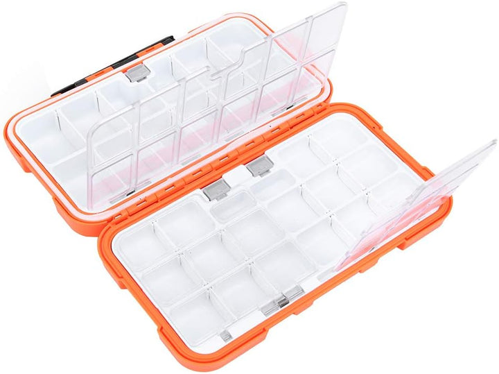 Wasserdichter Organizer für Angelgeräte mit Doppelseitigen Fächern für Köder, Haken und Zubehör. Dic