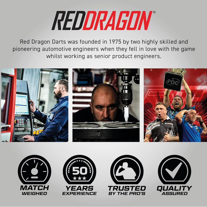 RED DRAGON Peter Wright Snakebite 1 Professional Darts Wolfram Dartset mit Flüge und Shafts 22G 1, 2