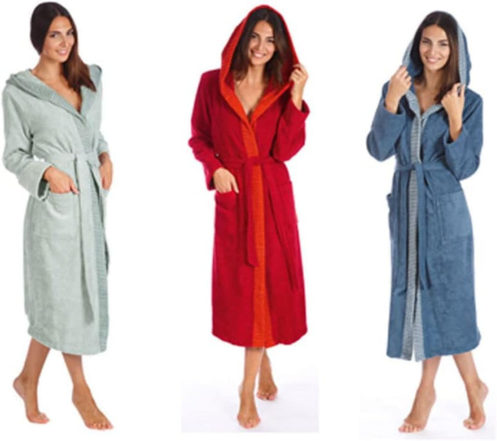 Egeria Benny gravel Damen Bademantel Kapuze S 100% Baumwolle