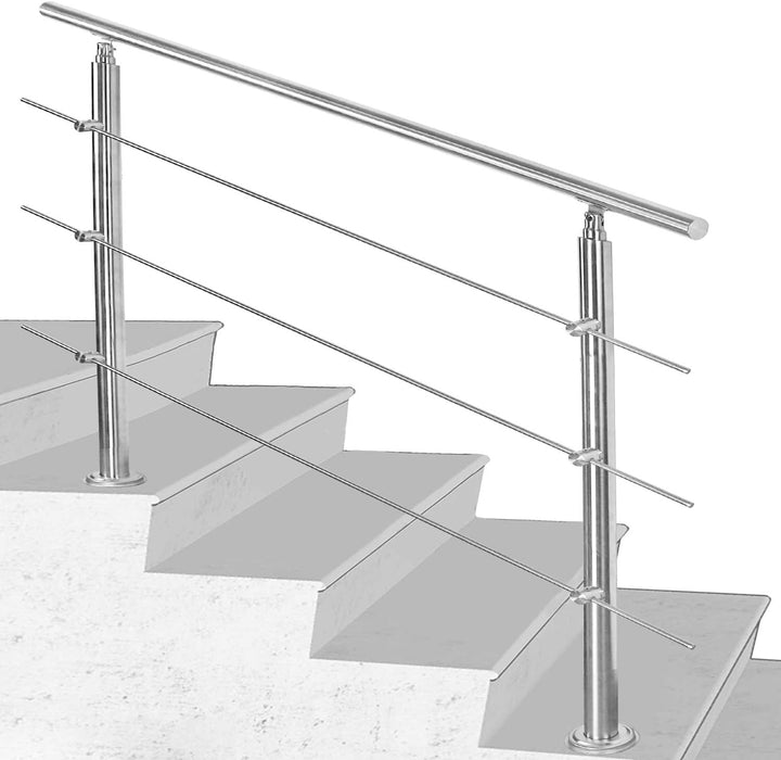 SWANEW Edelstahl-Handlauf Geländer für Treppen Brüstung Balkon Ø 42mm,mit 3 Querstreben (100cm, 3 Qu