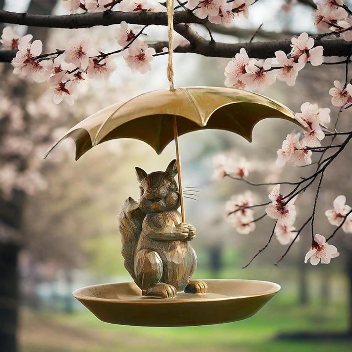Eichhörnchen Schirm Vogelfutterhaus | Design Mit Haltendem Regenschirm -Motiv - Futterstation Für s