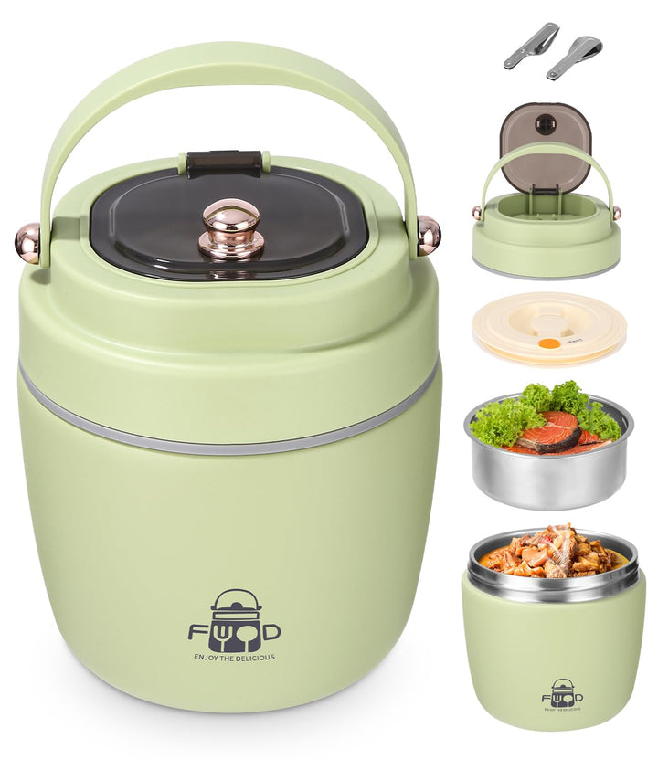 Thermobehälter für Essen 1.2L, Edelstahl Warmhaltebehälter , Auslaufsichere Thermo Lunchbox mit Klap