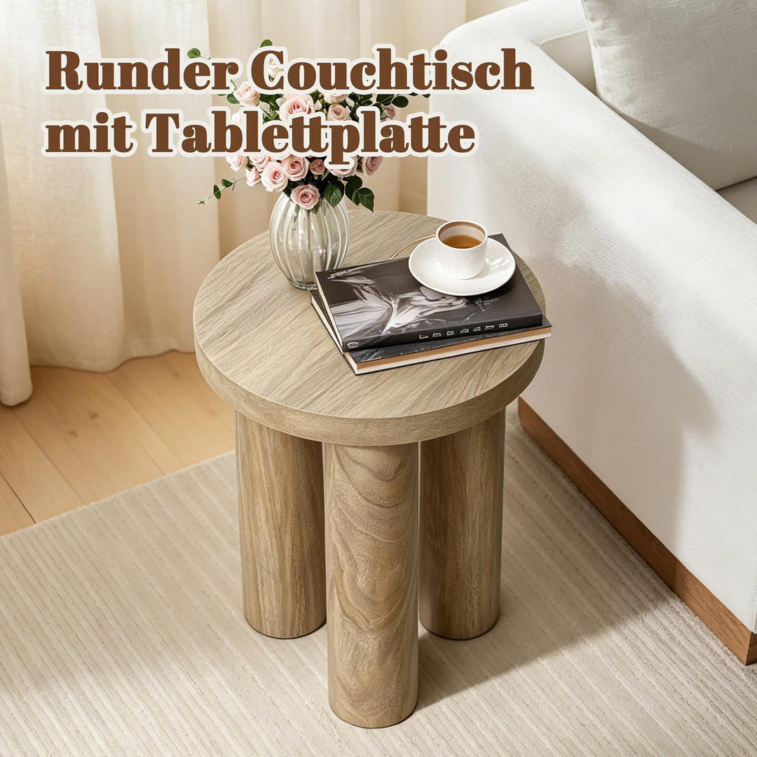 Hpmetopia Beistelltisch Holz, Kleiner Runder Tisch für Wohnzimmer, Nachttisch für kleine Räume, Mode