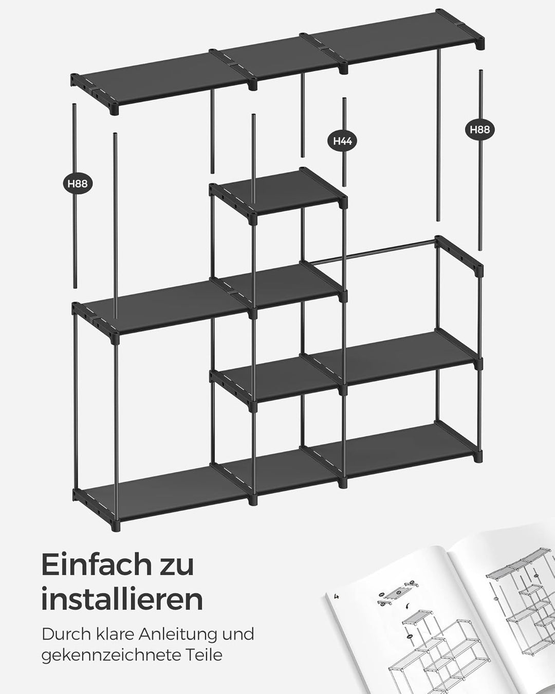 SONGMICS Kleiderschrank, Kleiderständer, freistehende Garderobe, mit Kleiderstangen, Garderobenständ