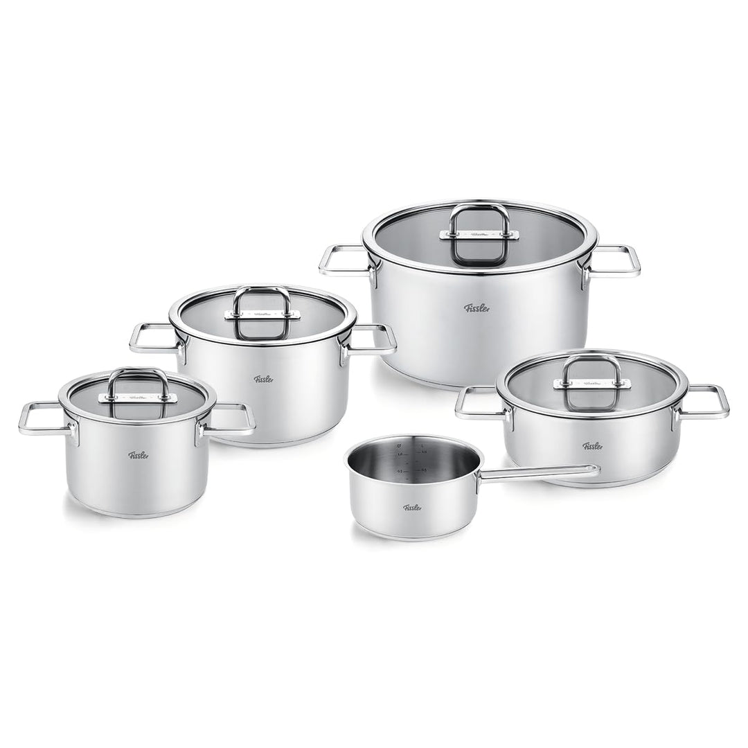 Fissler Viseo Pro Edelstahl-Topfset 5-teilig – Made in Germany, Glasdeckel, Superthermic Boden, Mess