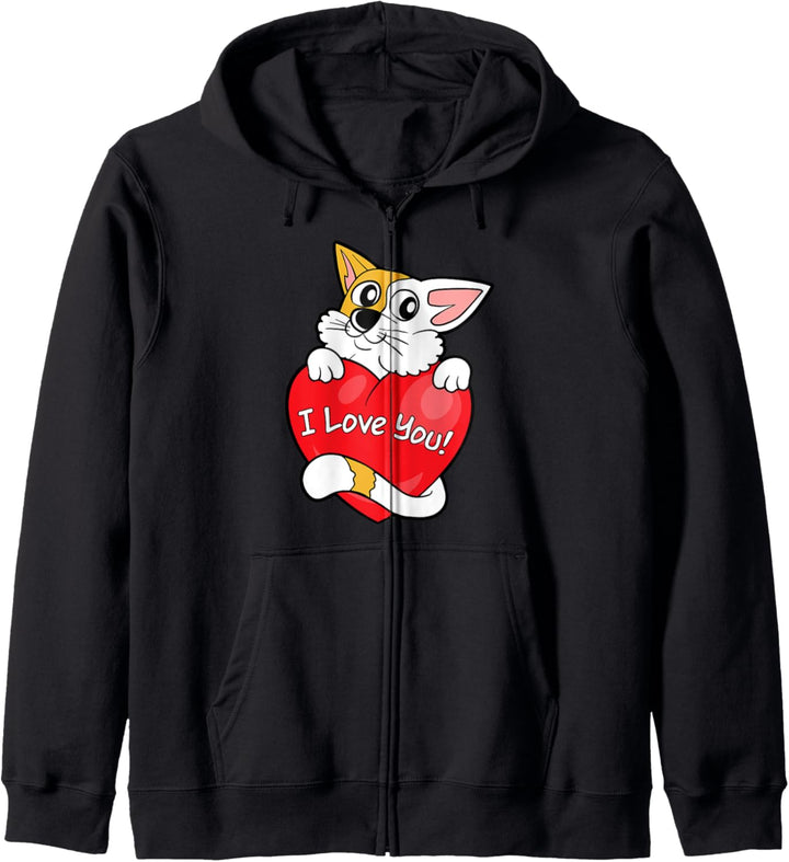 Romantisch Valentinstag I love you Herz Liebe Katze Freundin Kapuzenjacke