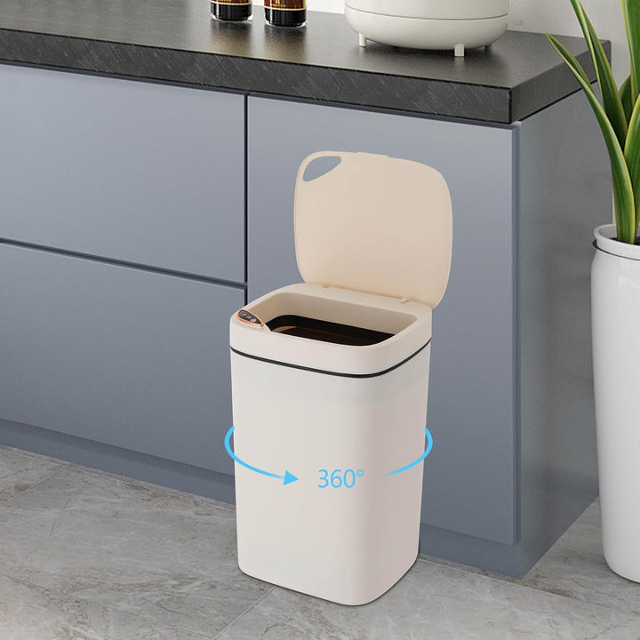 Sensor-Mülleimer 16L weiss mit 3 Öffnungsmodi und Deckel