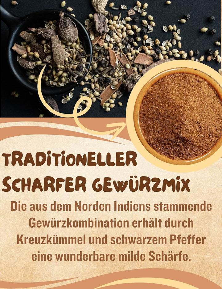 BIO Garam Masala Gewürzmischung 500g | Premium Gewürzmischung für Currys, Eintöpfe, Chutneys, Marina
