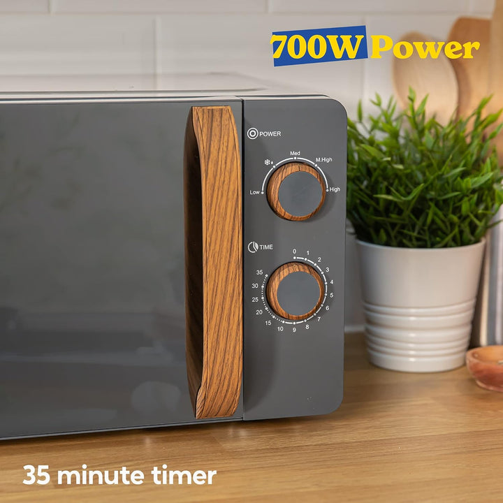 Russell Hobbs RHMM713G Manuelle Mikrowelle im kompakten skandinavischen Stil, 5 Leistungsstufen, Gri