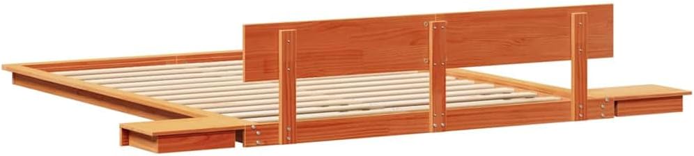 vidaXL Bettgestell mit Kopfteil mit Speicher Braun 140 x 200 cm Holz, Modernes Schlafzimmer-Setup, r