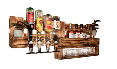 EXCLUSIV: Whiskyregal Wandbar Whiskeyregal rustikal Getränkespender Schnaps Gin Whiskey Whisky Palet