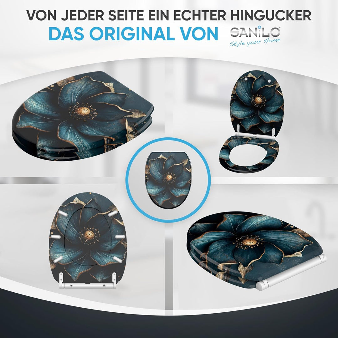 Sanilo WC Sitz mit Absenkautomatik & Schnellverschluss, Toilettendeckel per Knopfdruck abnehmbar, ei