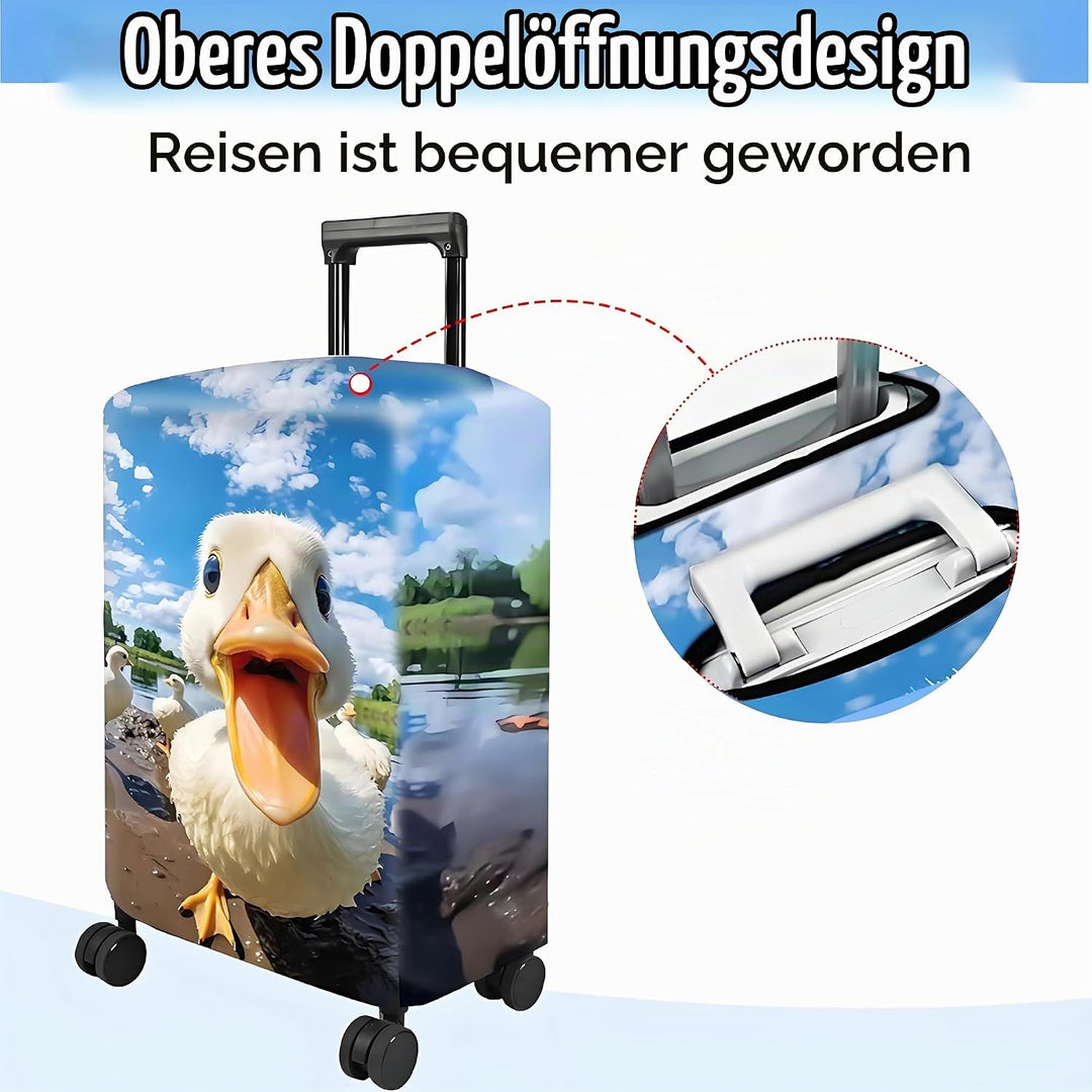 FANSU Elastisch Kofferhülle Kofferschutzhülle, 3D Ente Druck Kofferüberzug Schutzhülle mit Reissvers