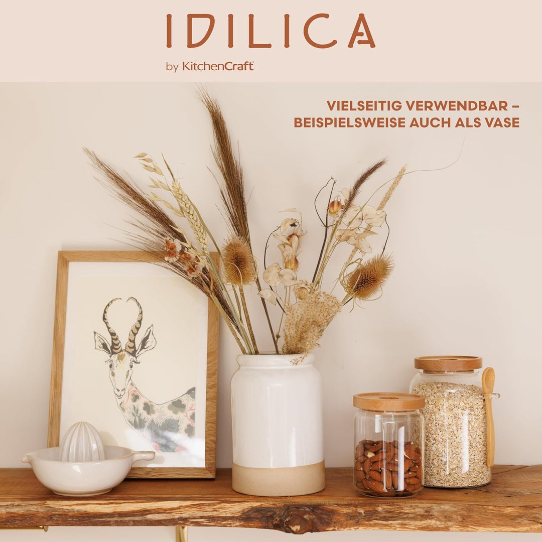 KitchenCraft IDUTENSIL Küchenutensilienhalter, Keramik, cremefarben, Utensilienhalter
