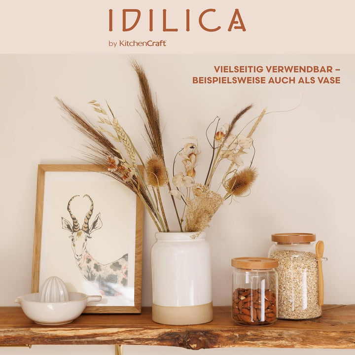 KitchenCraft IDUTENSIL Küchenutensilienhalter, Keramik, cremefarben, Utensilienhalter