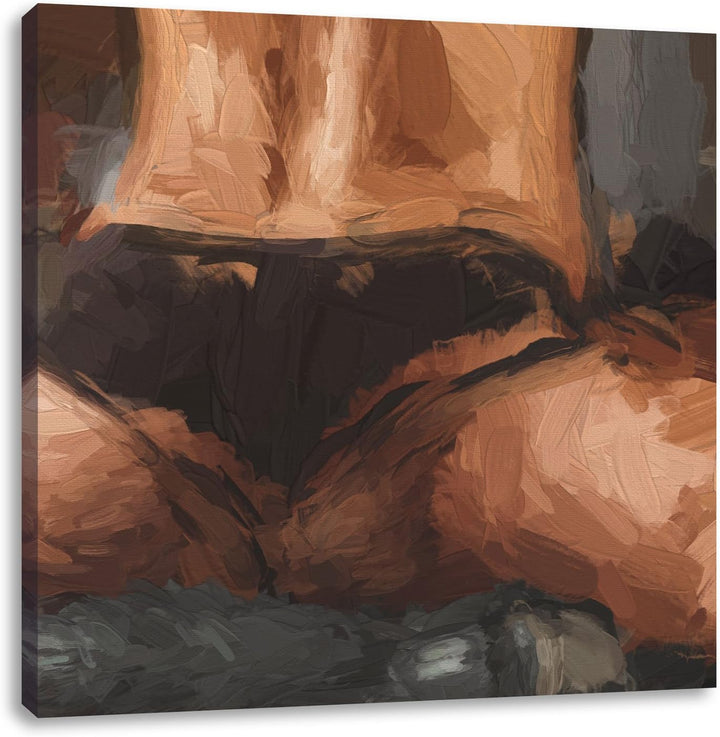 Pixxprint Trainierter Frauenkörper von hinten Pinsel Effekt, Format: 70x70 auf Leinwand, 70x70