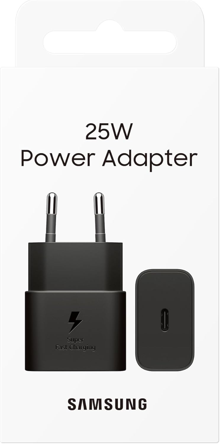 Samsung Schnellladeadapter, Energieeffizientes Ladegerät mit USB-C Datenkabel, 25 Watt, Schwarz, EP-