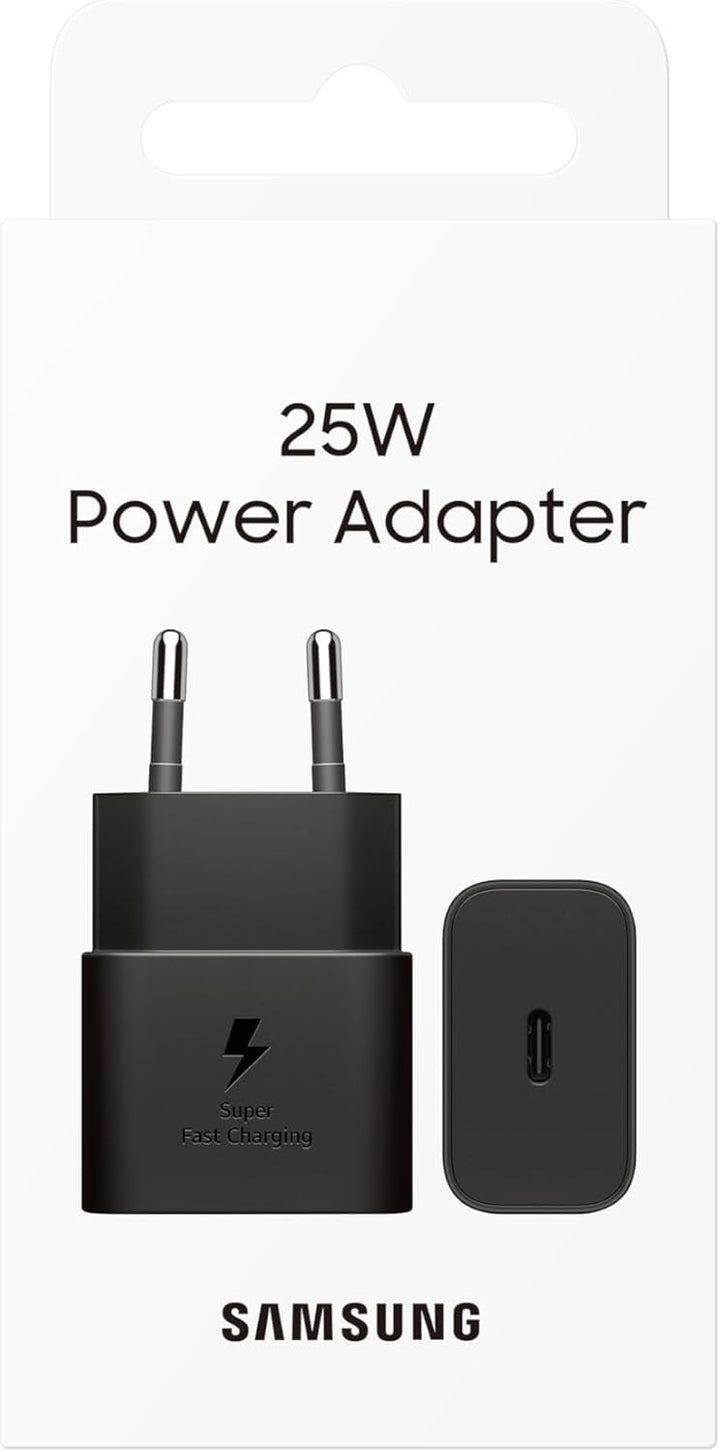 Samsung Schnellladeadapter, Energieeffizientes Ladegerät mit USB-C Datenkabel, 25 Watt, Schwarz, EP-