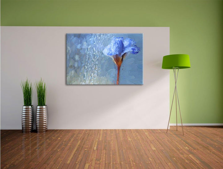 Pixxprint Frühlingsblume Tautropfen als Leinwandbild/Grösse: 100x70 / Wandbild/Kunstdruck/fertig bes