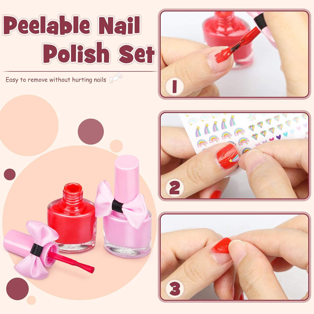 Dreamon Kinderschminke mädchen, Waschbar Make up Spielzeug für Mädchen Kinder Nagellacke mit Koffer