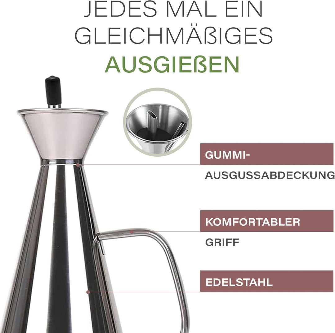 Olietta Tropf- und auslaufsichere Ölflasche aus Edelstahl - 750 ml Ölflasche mit Ausgiesser zum Ausg