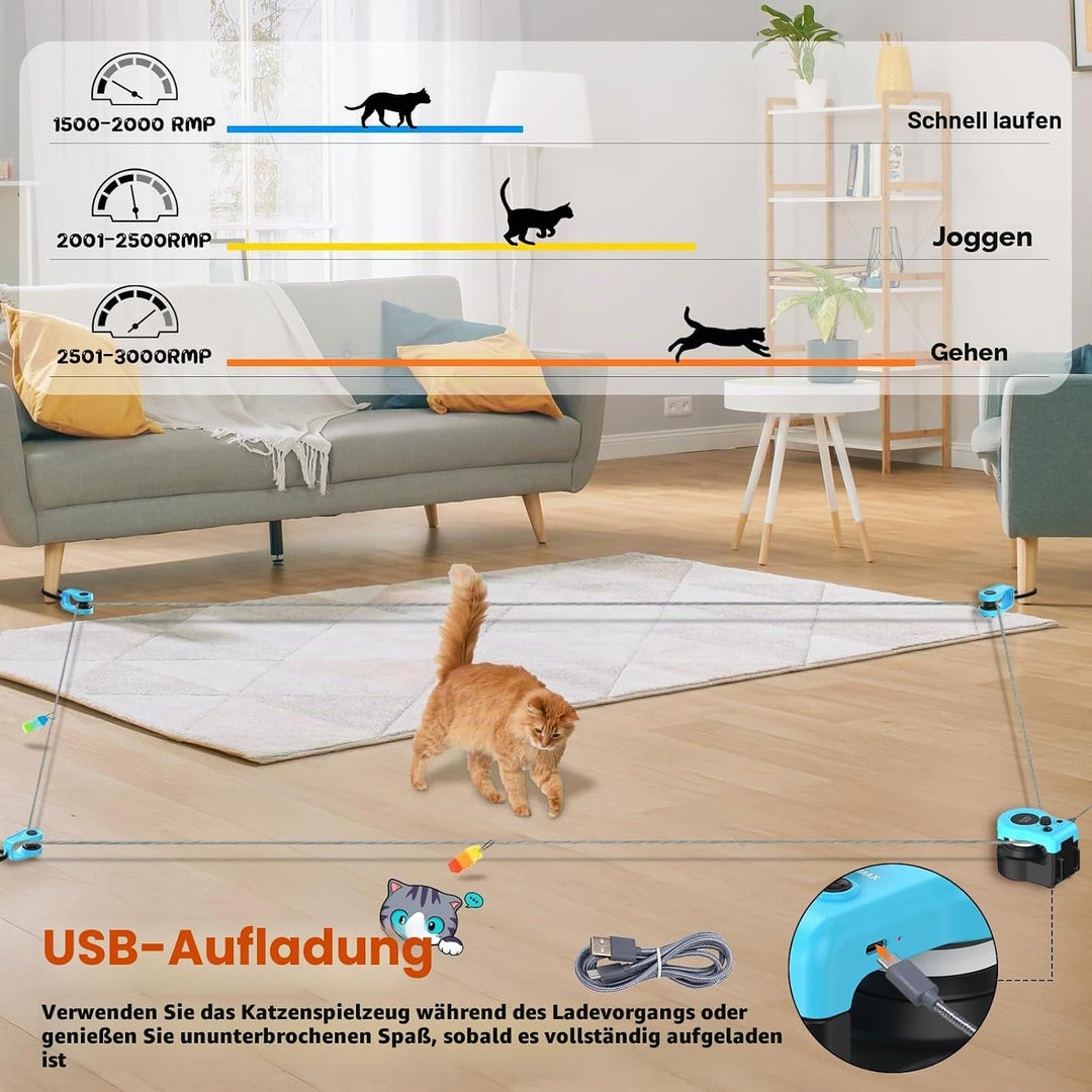 ITSHINY Katzenspielzeug Elektrisch, Katzenspielzeug Selbstbeschäftigung mit anpassbaren Laufwegen,US