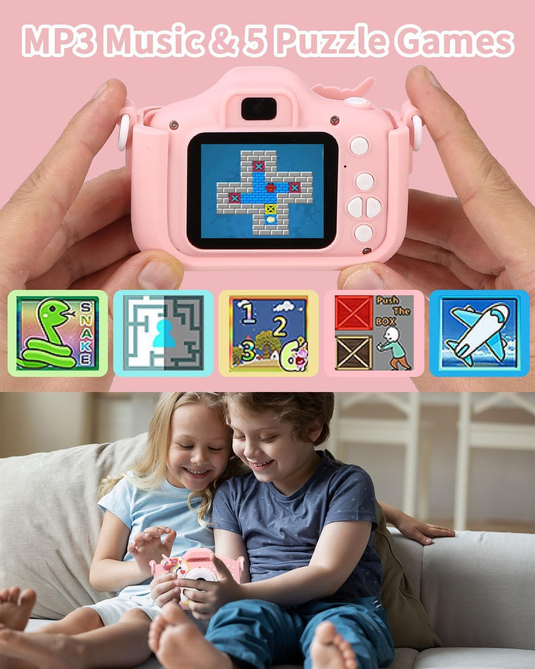 Kinderkamera 1080P Bildschirm Kamera mit 64GB-Karte Selfie Digitalkamera für 3-12 Jahre Jungen &amp; Mäd