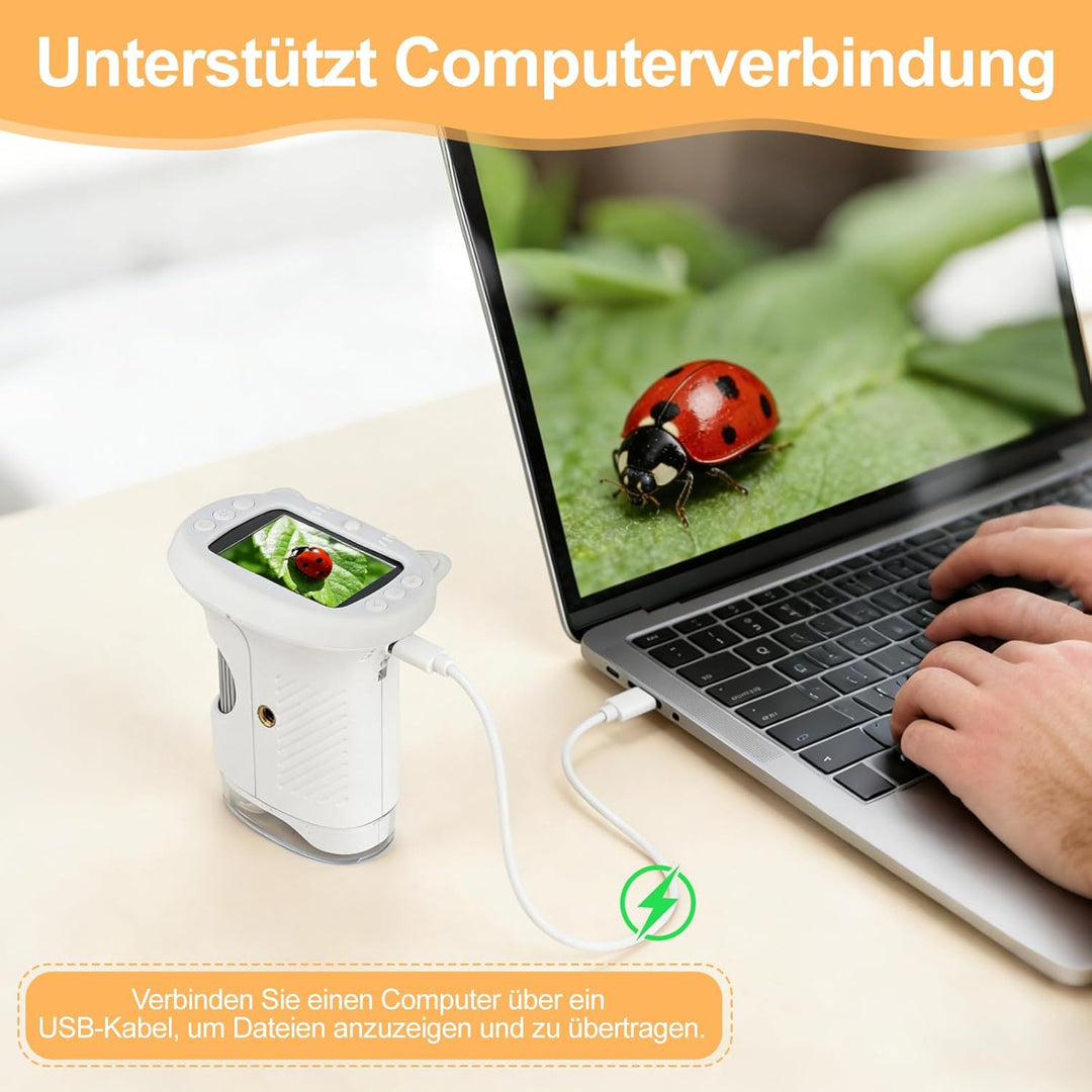 Handmikroskop für Kinder - 1080P HD 2.0" Bildschirm Mikroskop, Mini Tragbare Digitales Mikroskop mit
