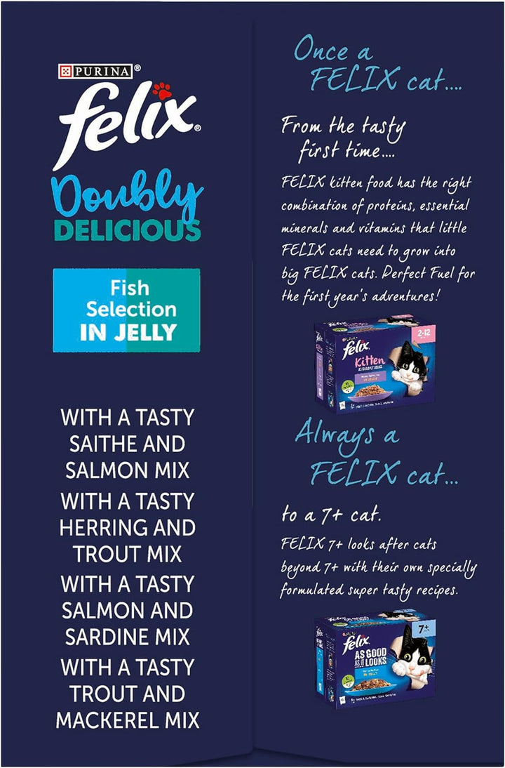 Felix Doubly Delicious Katzennassfutter für Kätzchen, Fisch in Gelee, 4 x 12 x 100 g Beutel Fisch 10