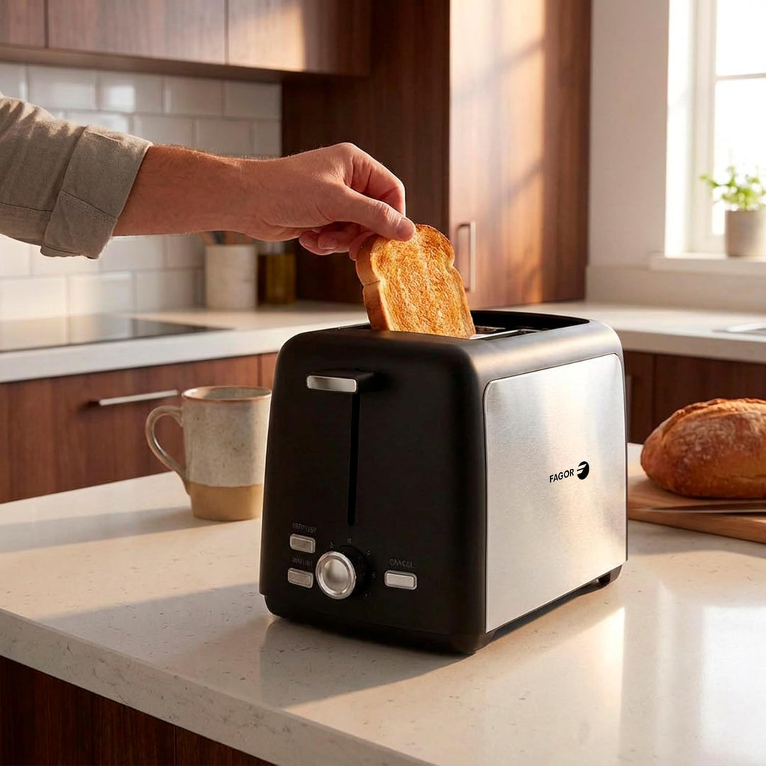 FAGOR ToastPro Toaster, 2 Schlitze, einstellbare Steuerung, automatische Funktion, rostfreie Oberflä