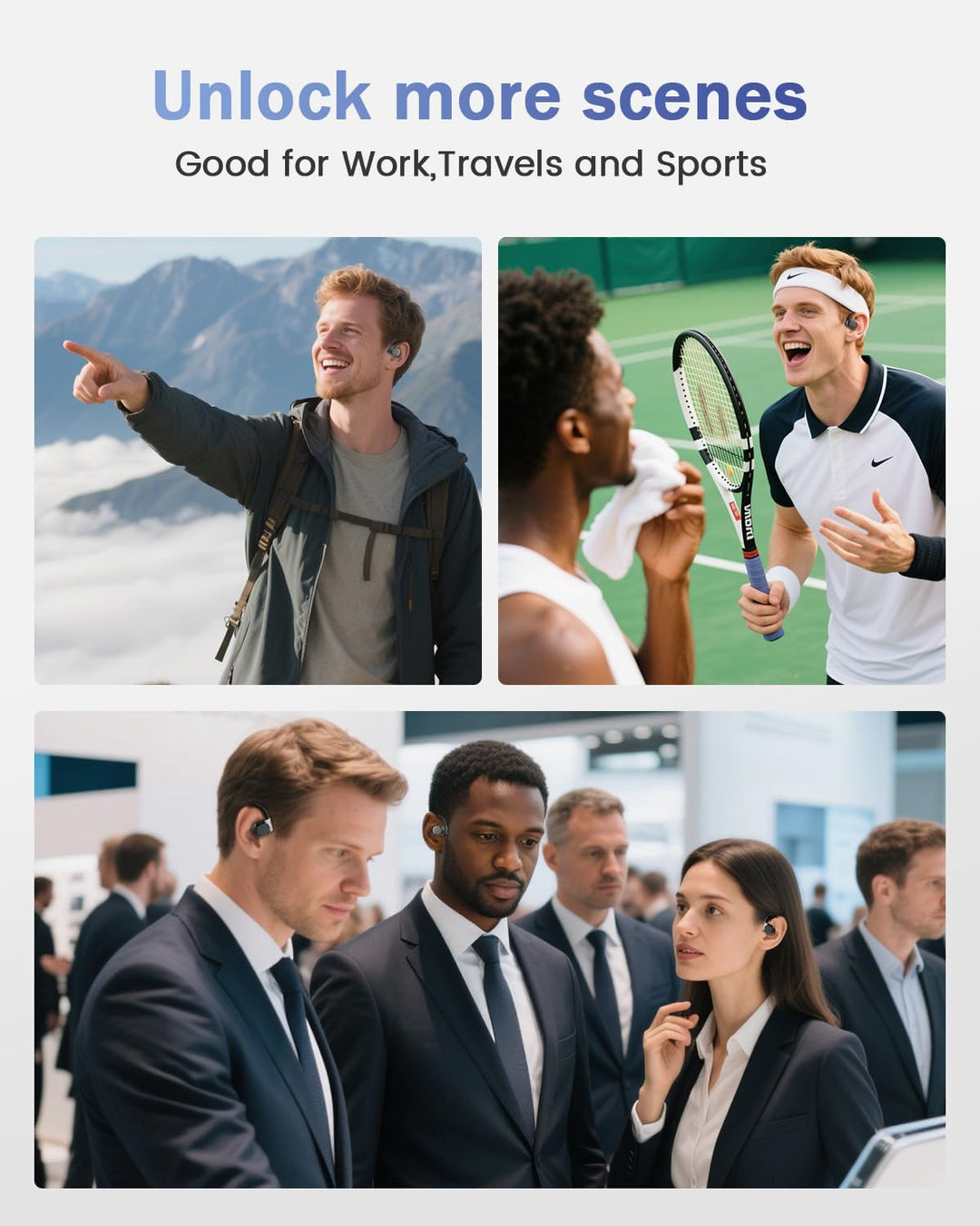 SANOTO Ki Übersetzer kopfhörer, 134 Sprachen Ki Kopfhörer mit Echtzeit Übersetzung,Open Ear Kopfhöre