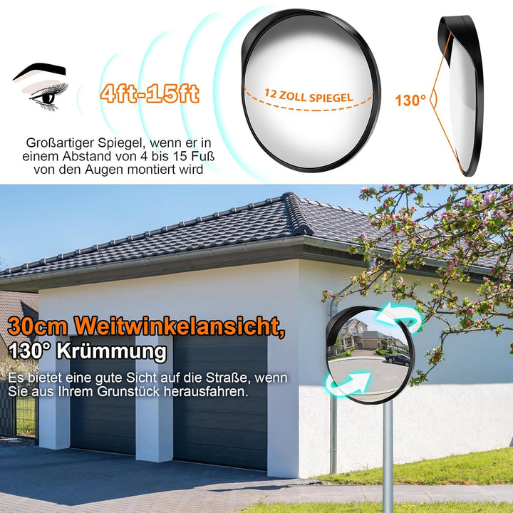 moveland Konvexer Verkehrsspiegel für Garage Zufahrt Park -Verkehrsspiegel Aussenbereich - Verkehrss